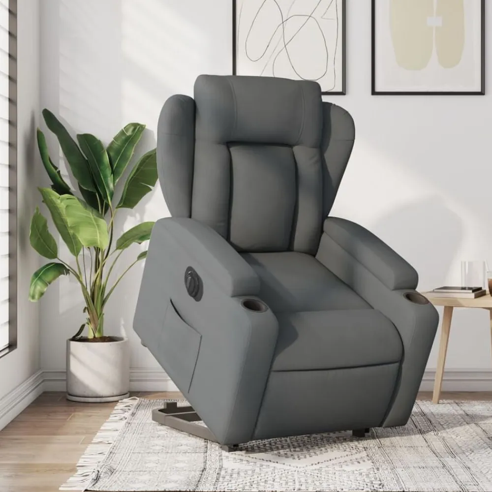 vidaXL Sillón eléctrico reclinable elevable de tela Gris oscuro Outlet