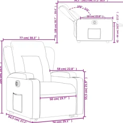 vidaXL Sillón eléctrico reclinable elevable de tela Gris oscuro Outlet