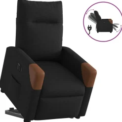 vidaXL Sillón eléctrico reclinable elevable de tela Negro Discount