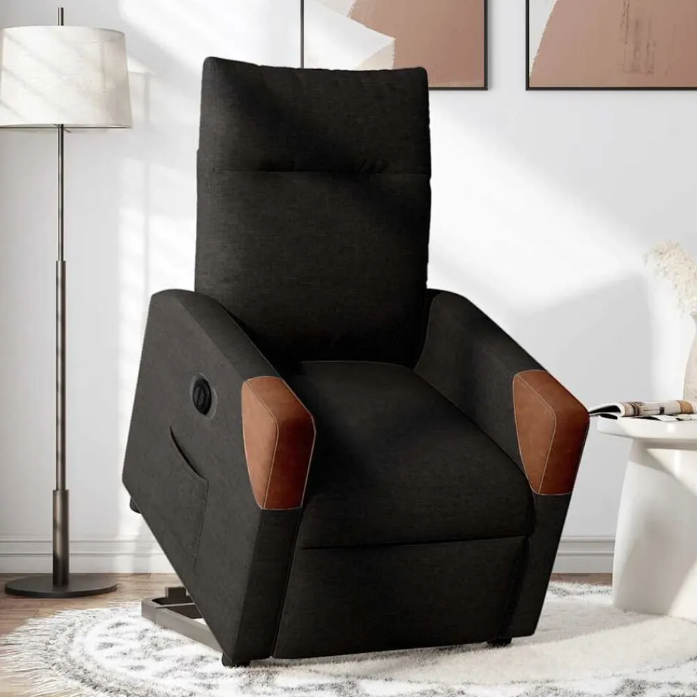 vidaXL Sillón eléctrico reclinable elevable de tela Negro Discount