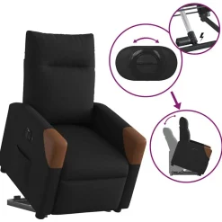 vidaXL Sillón eléctrico reclinable elevable de tela Negro Discount