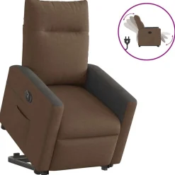 vidaXL Sillón eléctrico reclinable elevable de tela marrón Marr&oacute;n Outlet