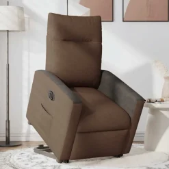 vidaXL Sillón eléctrico reclinable elevable de tela marrón Marr&oacute;n Outlet