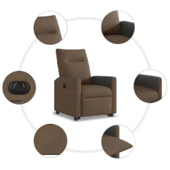 vidaXL Sillón eléctrico reclinable elevable de tela marrón Marr&oacute;n Outlet