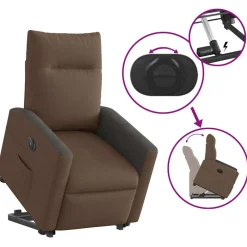 vidaXL Sillón eléctrico reclinable elevable de tela marrón Marr&oacute;n Outlet