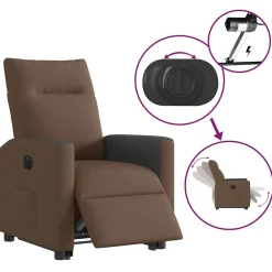 vidaXL Sillón eléctrico reclinable elevable de tela marrón Marr&oacute;n Outlet
