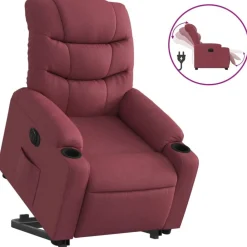 vidaXL Sillón eléctrico reclinable elevable de tela rojo tinto Rojo vino tinto New