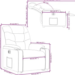 vidaXL Sillón eléctrico reclinable elevable de tela rojo tinto Rojo vino tinto New