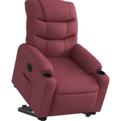 vidaXL Sillón eléctrico reclinable elevable de tela rojo tinto Rojo vino tinto New