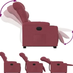 vidaXL Sillón eléctrico reclinable elevable de tela rojo tinto Rojo vino tinto New