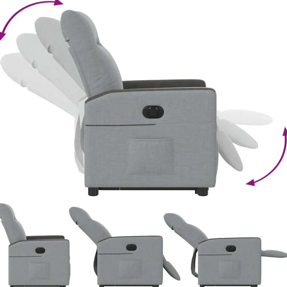 vidaXL Sillas-Sillón eléctrico reclinable elevable de tela