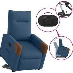 vidaXL Sillas-Sillón eléctrico reclinable elevable de tela