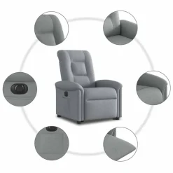 vidaXL Sillón eléctrico reclinable elevable de tela Gris claro