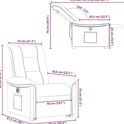 vidaXL Sillón eléctrico reclinable elevable de tela Gris claro
