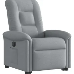 vidaXL Sillón eléctrico reclinable elevable de tela Gris claro