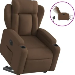 vidaXL Sillas-Sillón eléctrico reclinable elevable de tela marrón