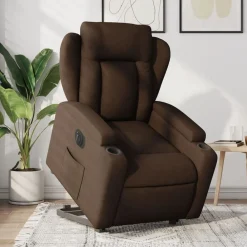 vidaXL Sillas-Sillón eléctrico reclinable elevable de tela marrón