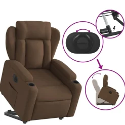 vidaXL Sillas-Sillón eléctrico reclinable elevable de tela marrón