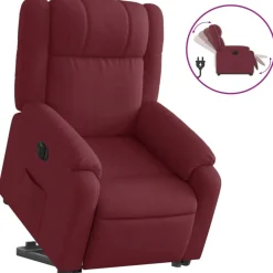 vidaXL Sillas-Sillón eléctrico reclinable elevable de tela rojo tinto