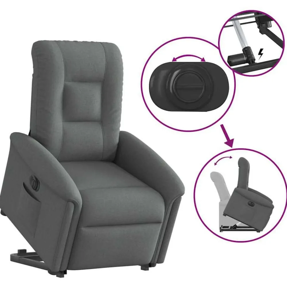vidaXL Sillas-Sillón eléctrico reclinable elevable de tela