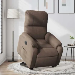 vidaXL Sillón eléctrico reclinable elevable tela microfibra marrón Marrón New