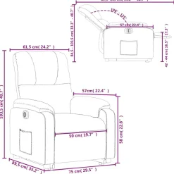 vidaXL Sillón eléctrico reclinable elevable tela microfibra marrón Marrón New
