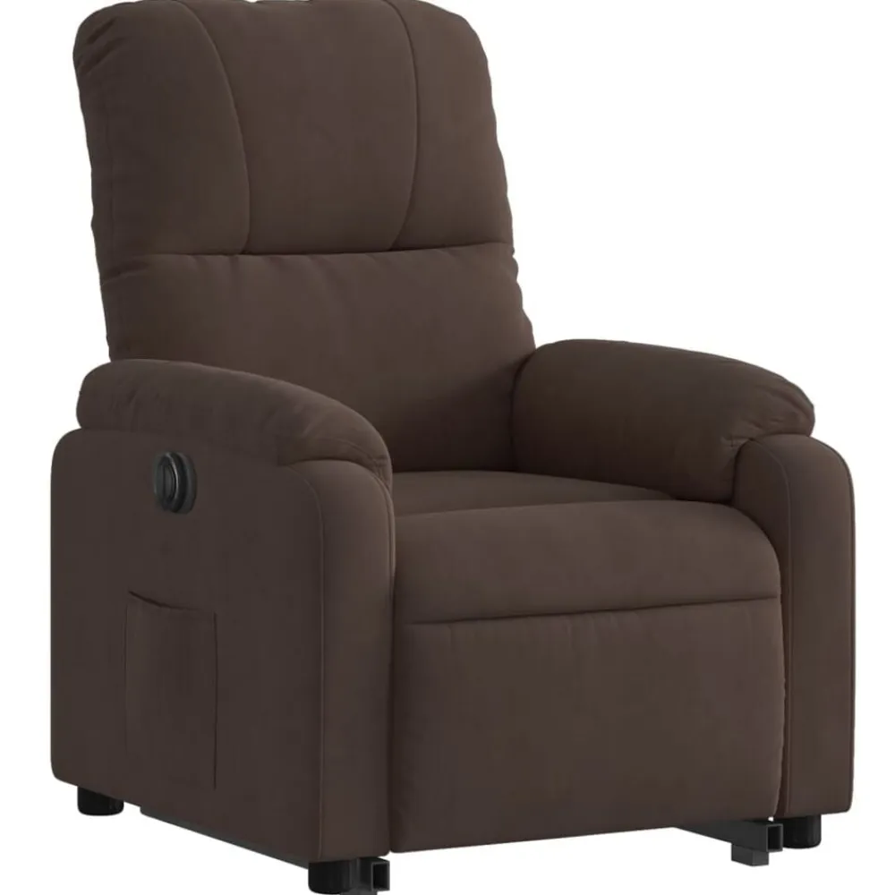 vidaXL Sillón eléctrico reclinable elevable tela microfibra marrón Marrón New