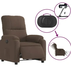 vidaXL Sillón eléctrico reclinable elevable tela microfibra marrón Marrón New