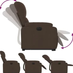 vidaXL Sillón eléctrico reclinable elevable tela microfibra marrón Marrón New