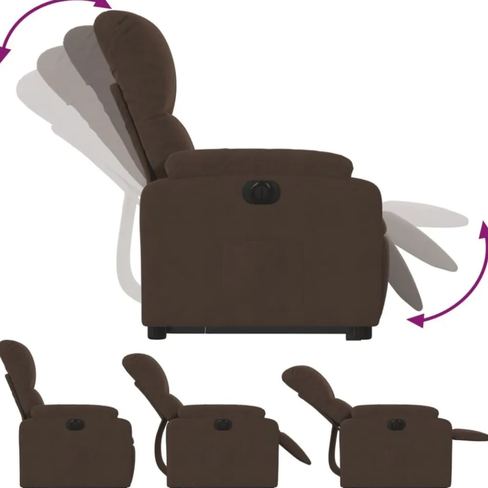 vidaXL Sillón eléctrico reclinable elevable tela microfibra marrón Marrón New