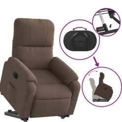 vidaXL Sillón eléctrico reclinable elevable tela microfibra marrón Marrón New