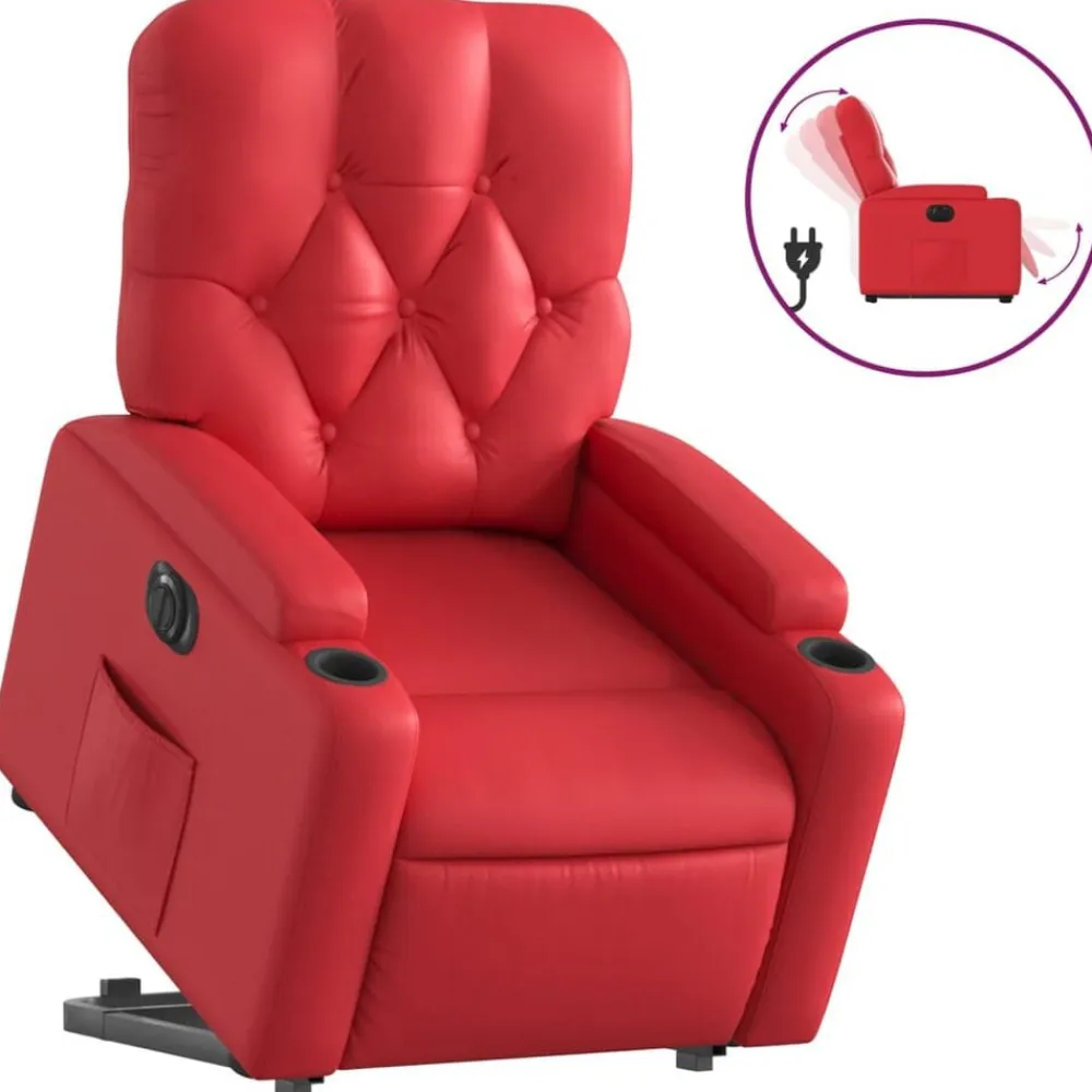 vidaXL Sillón elevable eléctrico cuero artificial Rojo Discount