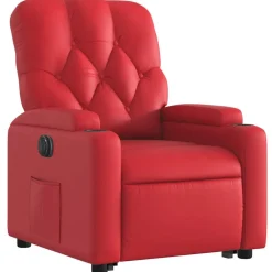 vidaXL Sillón elevable eléctrico cuero artificial Rojo Discount