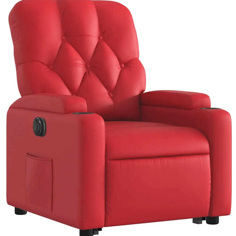 vidaXL Sillón elevable eléctrico cuero artificial Rojo Discount