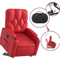 vidaXL Sillón elevable eléctrico cuero artificial Rojo Discount