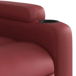 vidaXL Sillas-Sillón elevable eléctrico cuero artificial rojo tinto