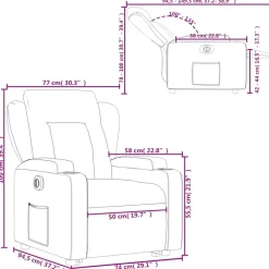 vidaXL Sillas-Sillón elevable eléctrico cuero artificial rojo tinto