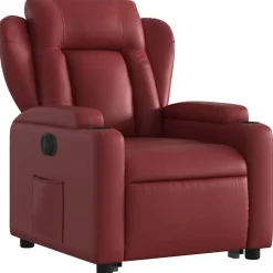 vidaXL Sillas-Sillón elevable eléctrico cuero artificial rojo tinto