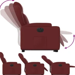 vidaXL Sillas-Sillón elevable eléctrico cuero artificial rojo tinto
