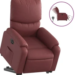 vidaXL Sillón elevable eléctrico cuero artificial rojo tinto Rojo vino tinto Hot