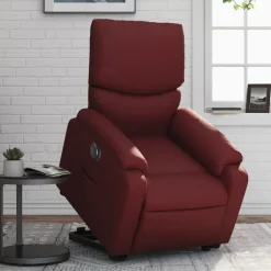 vidaXL Sillón elevable eléctrico cuero artificial rojo tinto Rojo vino tinto Hot