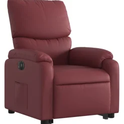 vidaXL Sillón elevable eléctrico cuero artificial rojo tinto Rojo vino tinto Hot