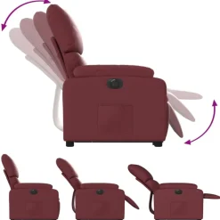 vidaXL Sillón elevable eléctrico cuero artificial rojo tinto Rojo vino tinto Hot