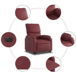 vidaXL Sillón elevable eléctrico cuero artificial rojo tinto Rojo vino tinto Hot