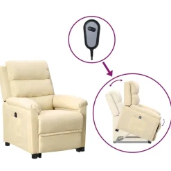 vidaXL Sillón elevable tela Crema