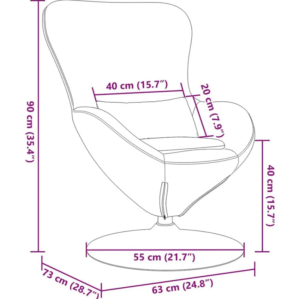 vidaXL Sillas-Sillón huevo 63 x 73 x 90 cm tela