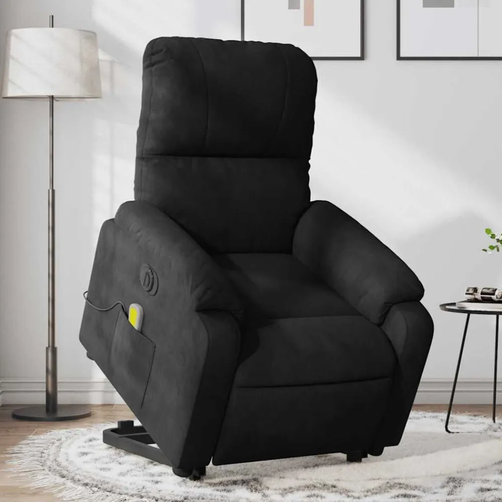 vidaXL Sillón masaje eléctrico reclinable elevable tela Negro Clearance