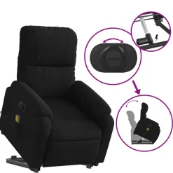 vidaXL Sillón masaje eléctrico reclinable elevable tela Negro Clearance