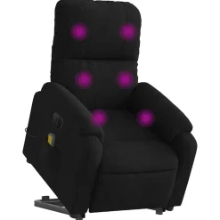 vidaXL Sillón masaje eléctrico reclinable elevable tela Negro Clearance