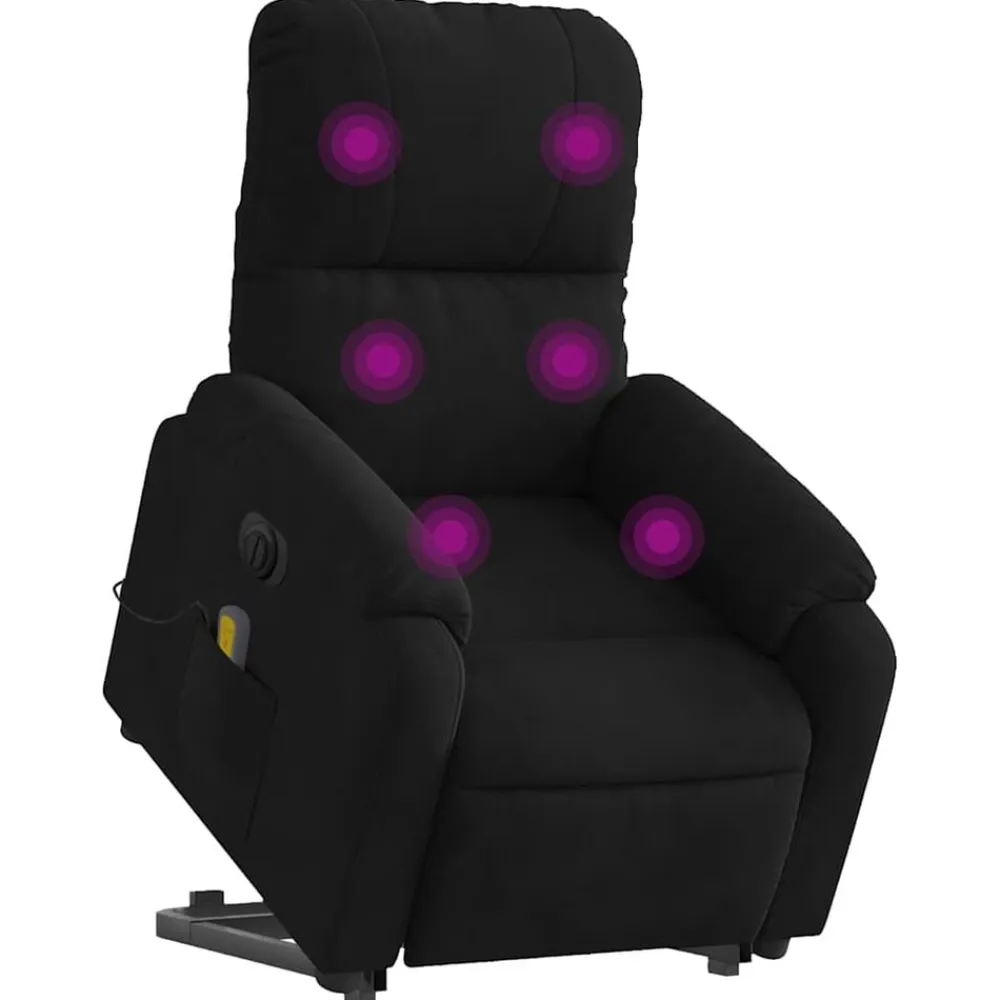 vidaXL Sillón masaje eléctrico reclinable elevable tela Negro Clearance